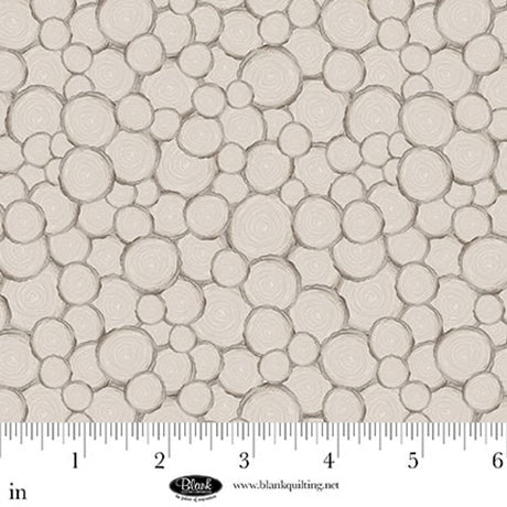Cotton Print Med Gray Tree Trunk Geo Petals Pewter 44/45 Fabric