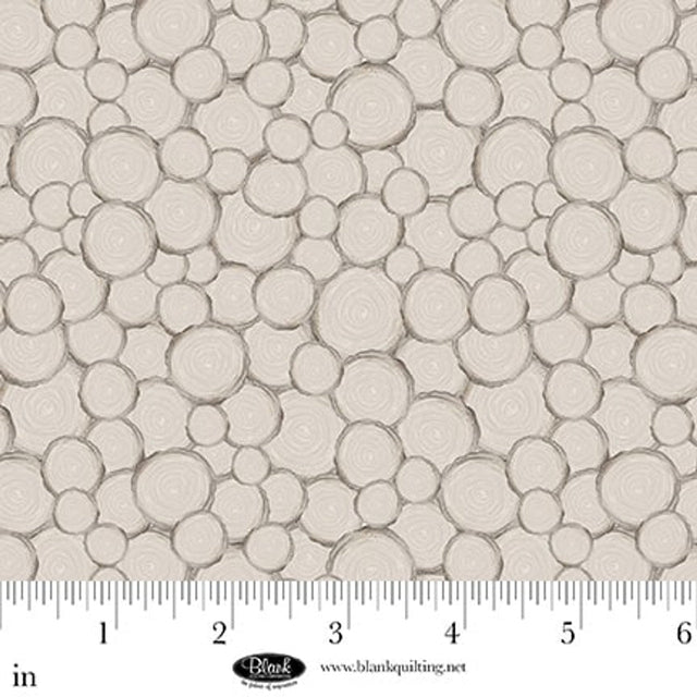 Cotton Print Med Gray Tree Trunk Geo Petals Pewter 44/45 Fabric