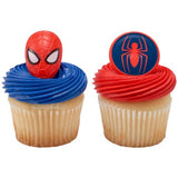 Marvel's Spider-Man Spider and Mask Cupcake Rings - set of 12