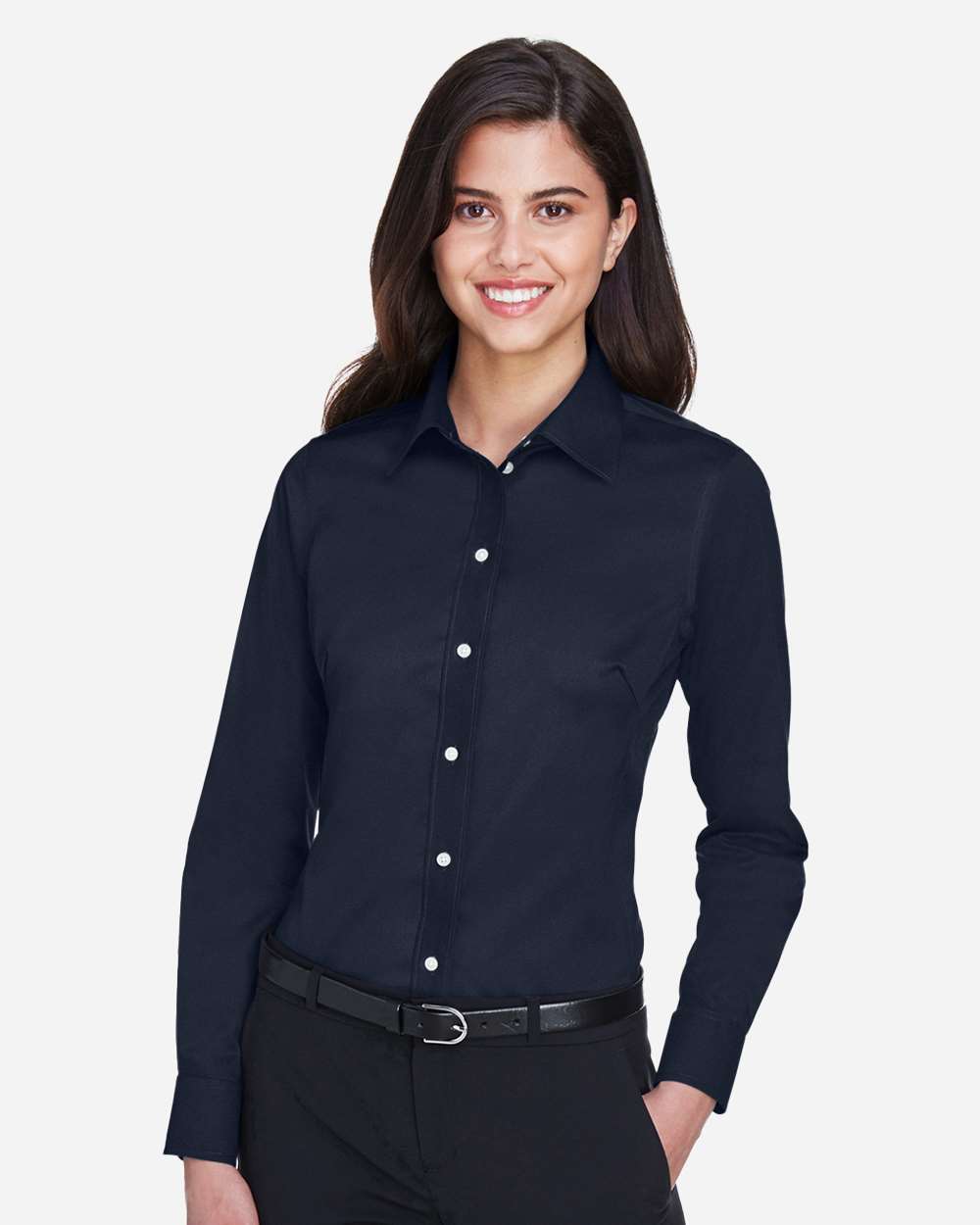 Devon & Jones® Women’s Solid Stretch Twill Woven Dress Shirt Non-Iron Professional Shirting with Flattering Fit