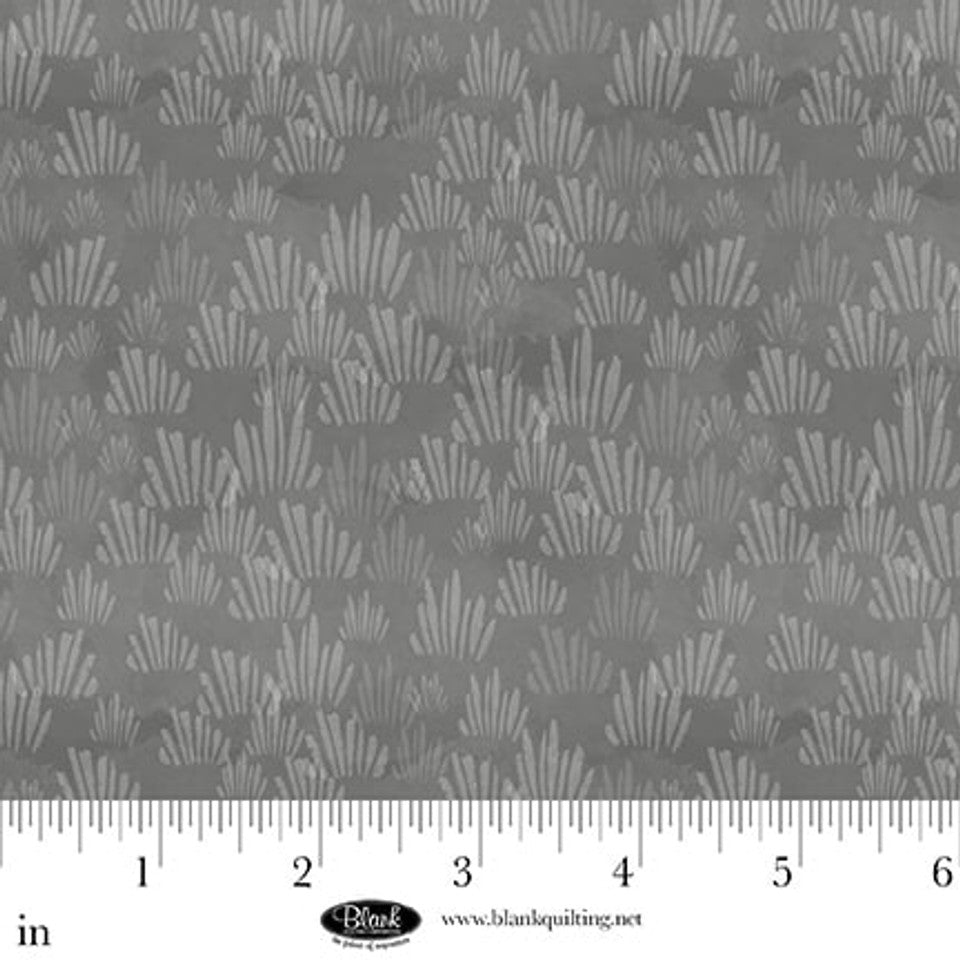 Cotton Floral Print Fabric 44/45 Grey Grass Texture Petals Pewter