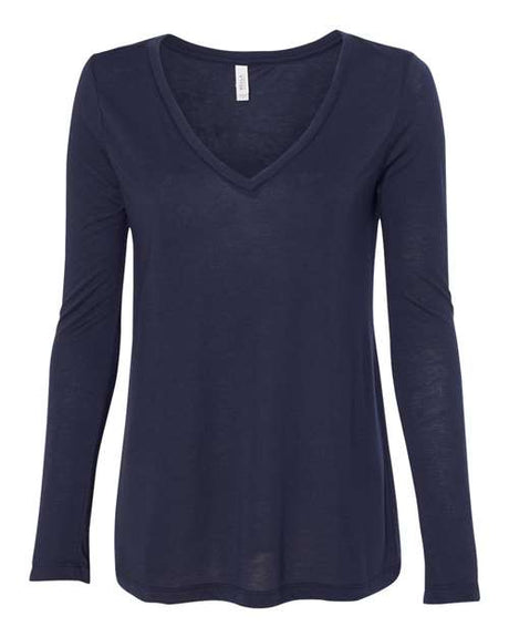 BELLA + CANVAS Women's Flowy Long Sleeve V-Neck Tee