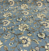 Swavelle Millcreek Linen Rayon Fabric - Blue Ivory Floral, 54" Width, 18.5" Horizontal Repeat, 17" Vertical Repeat (1 Yard)
