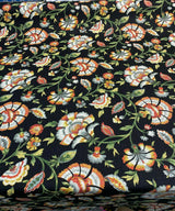 Ivory Tower Cliffside Linen Rayon Fabric - Black Noir Floral, 54" Width (1 Yard)