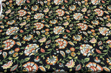 Ivory Tower Cliffside Linen Rayon Fabric - Black Noir Floral, 54" Width (1 Yard)
