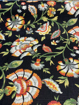 Ivory Tower Cliffside Linen Rayon Fabric - Black Noir Floral, 54" Width (1 Yard)