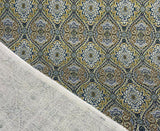 Stansbury Diamonds Indigo Linen Fabric - Blue, Diamond Print, 54" Width (1 Yard)