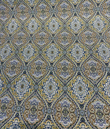 Stansbury Diamonds Indigo Linen Fabric - Blue, Diamond Print, 54" Width (1 Yard)