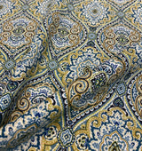 Stansbury Diamonds Indigo Linen Fabric - Blue, Diamond Print, 54" Width (1 Yard)