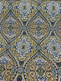 Stansbury Diamonds Indigo Linen Fabric - Blue, Diamond Print, 54" Width (1 Yard)