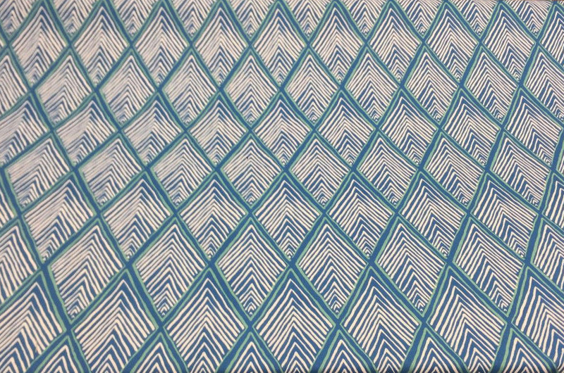 Robert Allen Rhombi Forms Cotton Fabric - Deep Pool Blue Chevron, 55" Width (1 Yard)