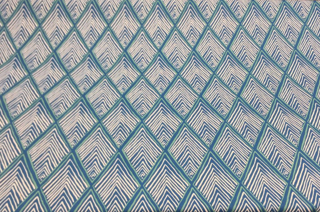 Robert Allen Rhombi Forms Cotton Fabric - Deep Pool Blue Chevron, 55" Width (1 Yard)