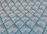 Robert Allen Rhombi Forms Cotton Fabric - Deep Pool Blue Chevron, 55" Width (1 Yard)