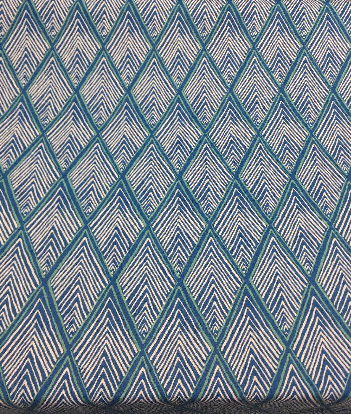 Robert Allen Rhombi Forms Cotton Fabric - Deep Pool Blue Chevron, 55" Width (1 Yard)