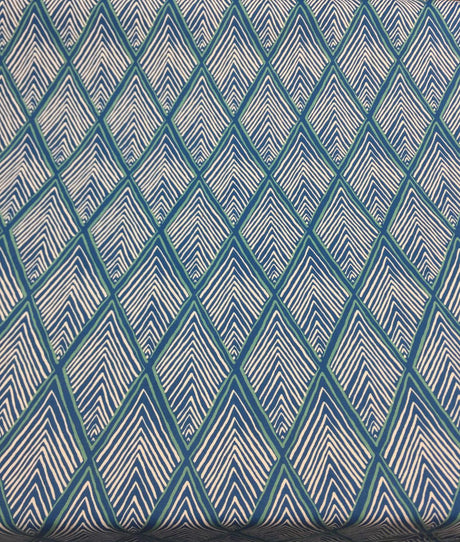 Robert Allen Rhombi Forms Cotton Fabric - Deep Pool Blue Chevron, 55" Width (1 Yard)