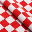 Checkers Poly Spandex Fabric - Red And White Checkered, 1" x 1" Checks, 58/60" Width (1 Yard)