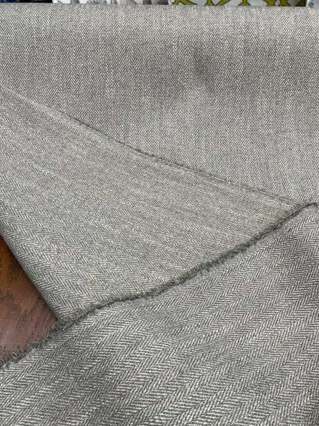 Prescott Linen Herringbone Chenille Upholstery Fabric - Linen White Herringbone, 56" Width (1 Yard)