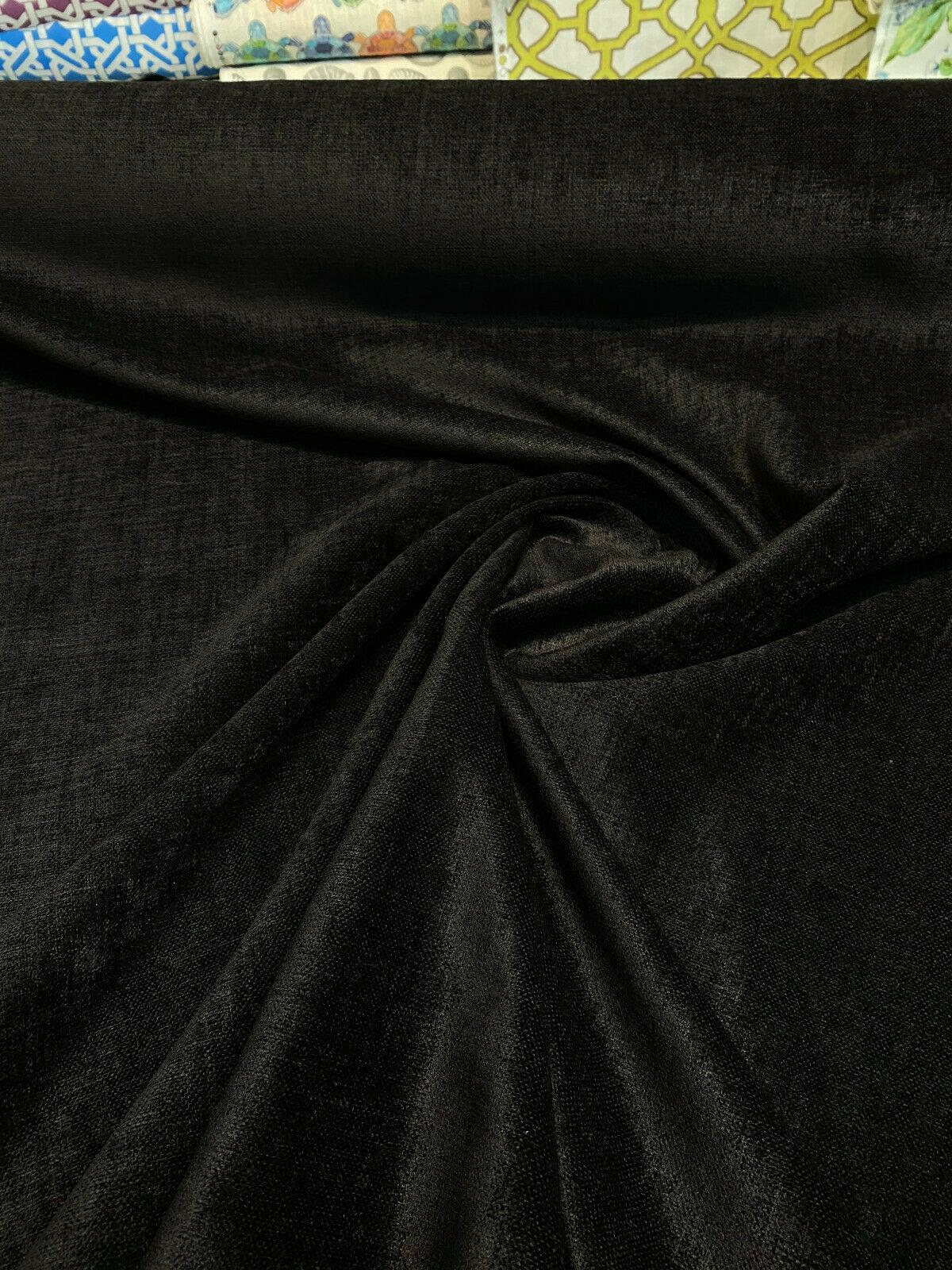 Luxury Sephora Chenille Upholstery Fabric - Black Brown, 54" Width (1 Yard)