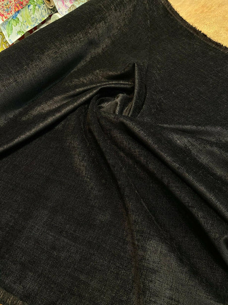 Luxury Sephora Chenille Upholstery Fabric - Black Brown, 54" Width (1 Yard)