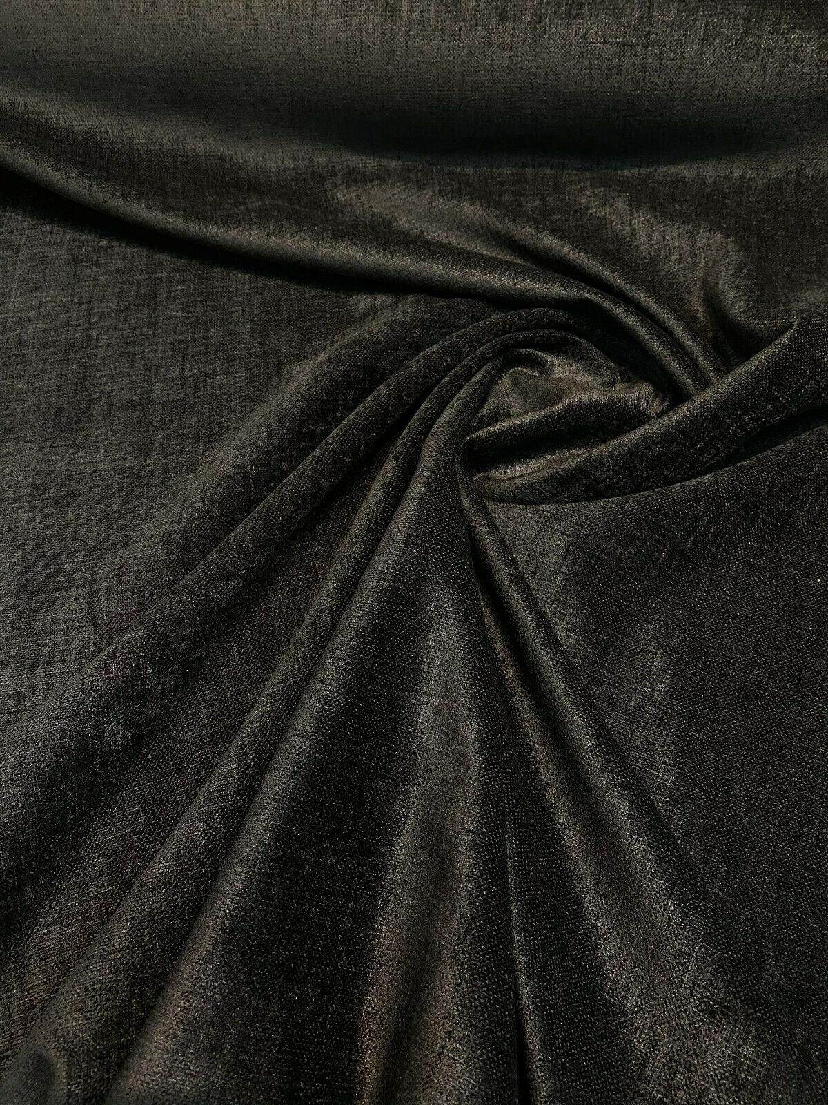 Luxury Sephora Chenille Upholstery Fabric - Black Brown, 54" Width (1 Yard)