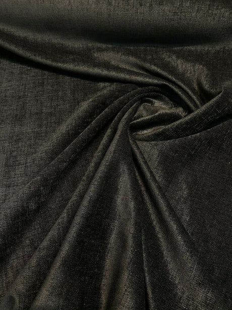 Luxury Sephora Chenille Upholstery Fabric - Black Brown, 54" Width (1 Yard)