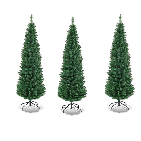 6.5 ft Pencil Christmas Tree – Slim Green &amp; Black Artificial Tree