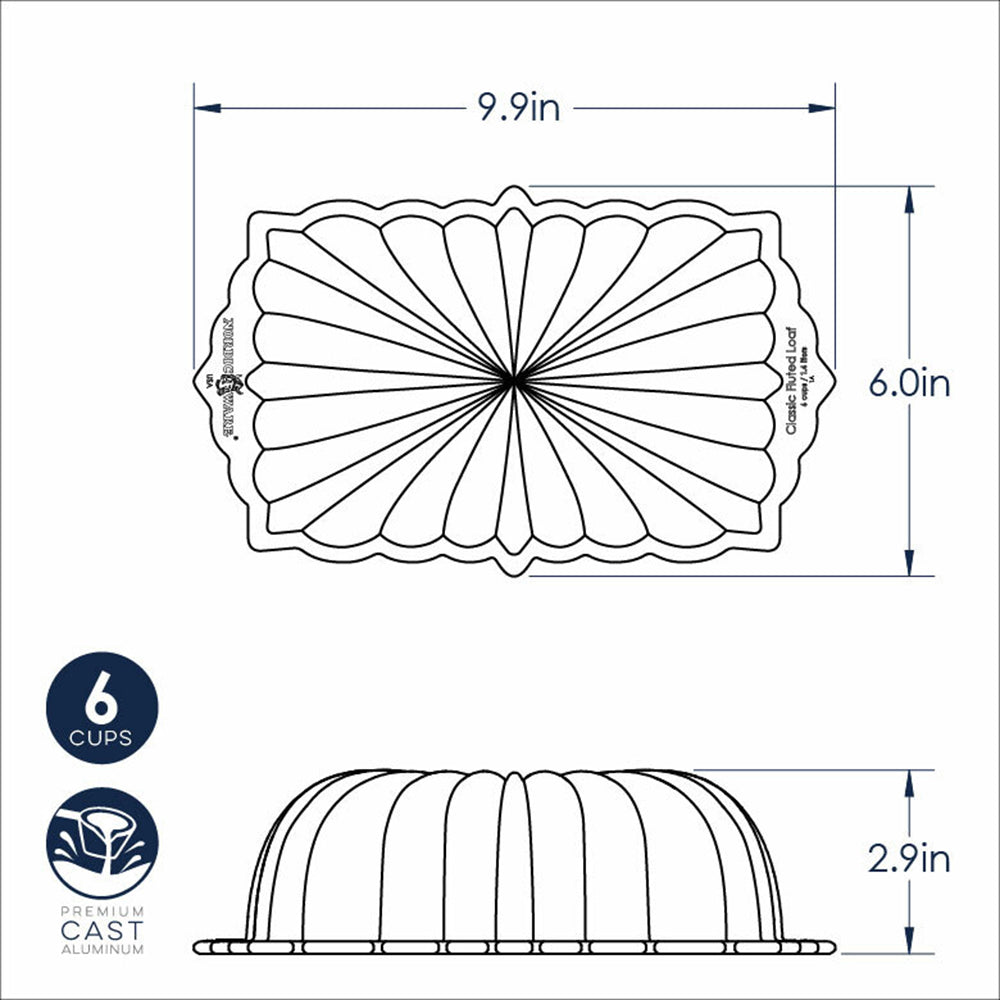 Nordic Ware 81677 Classic Fluted Loaf Pan