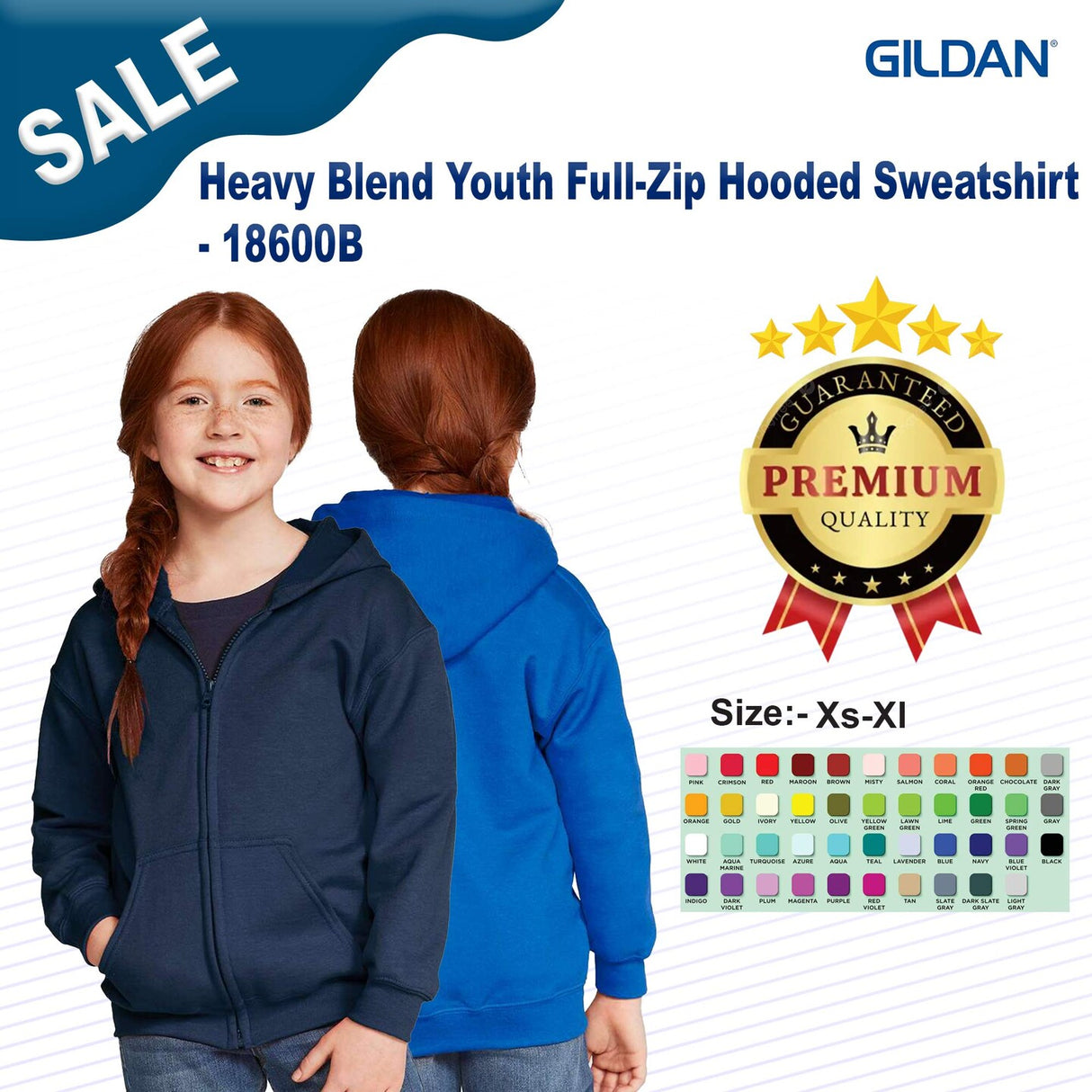 Gildan® Heavy Blend Youth Full-Zip Hooded Sweatshirt