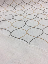 Silhouette Heritage Embroidered Linen Drapery Fabric - Natural With Rust Embroidery, 55" Width (1 Yard)