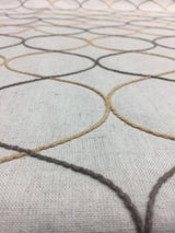 Silhouette Heritage Embroidered Linen Drapery Fabric - Natural With Rust Embroidery, 55" Width (1 Yard)