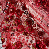 Embroidered Mesh 3D Floral Beaded Lace