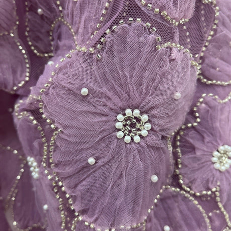 Beaded 3D Floral Lace Fabric 52" Wide