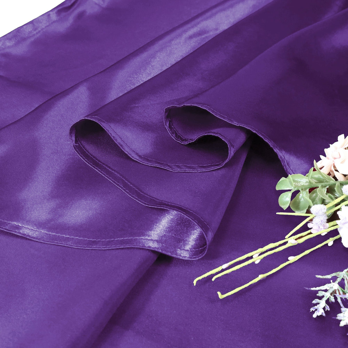 Round Satin Tablecloth 120" Eggplant