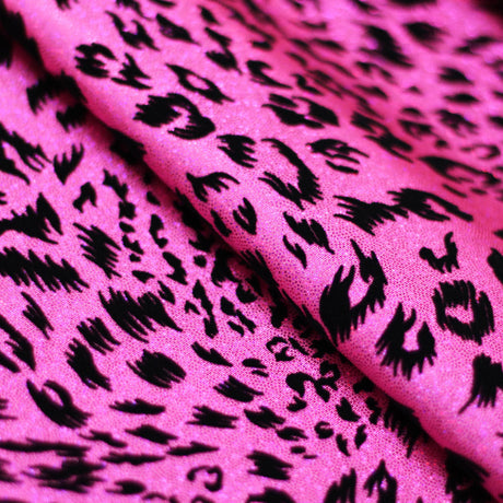 Stray Cat Nylon Spandex Fabric - Gold, Pink, Silver, Red Hologram Leopard Print, 58/60" Width (1 Yard)