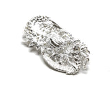Rhinestone Brooch Exotic Floral 4 x 2