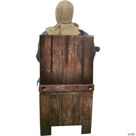RADYAN Animated Seated Chainsaw Greeter Halloween Prop with Motion and Sound shown in a clear product image