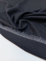 Wool Tweed Suiting Gray Blue Striped Stretch