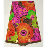 African Print Fabric Ankara Polyester Fabric - Pink, Red, Yellow Floral Fiyah, 45" Width (Per Yard)