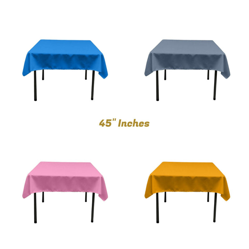 45"X45" Square Poly Poplin Tablecloth Polyester Fabric - Solid Color, 45" X 45" (1 Unit)