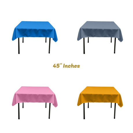 45"X45" Square Poly Poplin Tablecloth Polyester Fabric - Solid Color, 45" X 45" (1 Unit)
