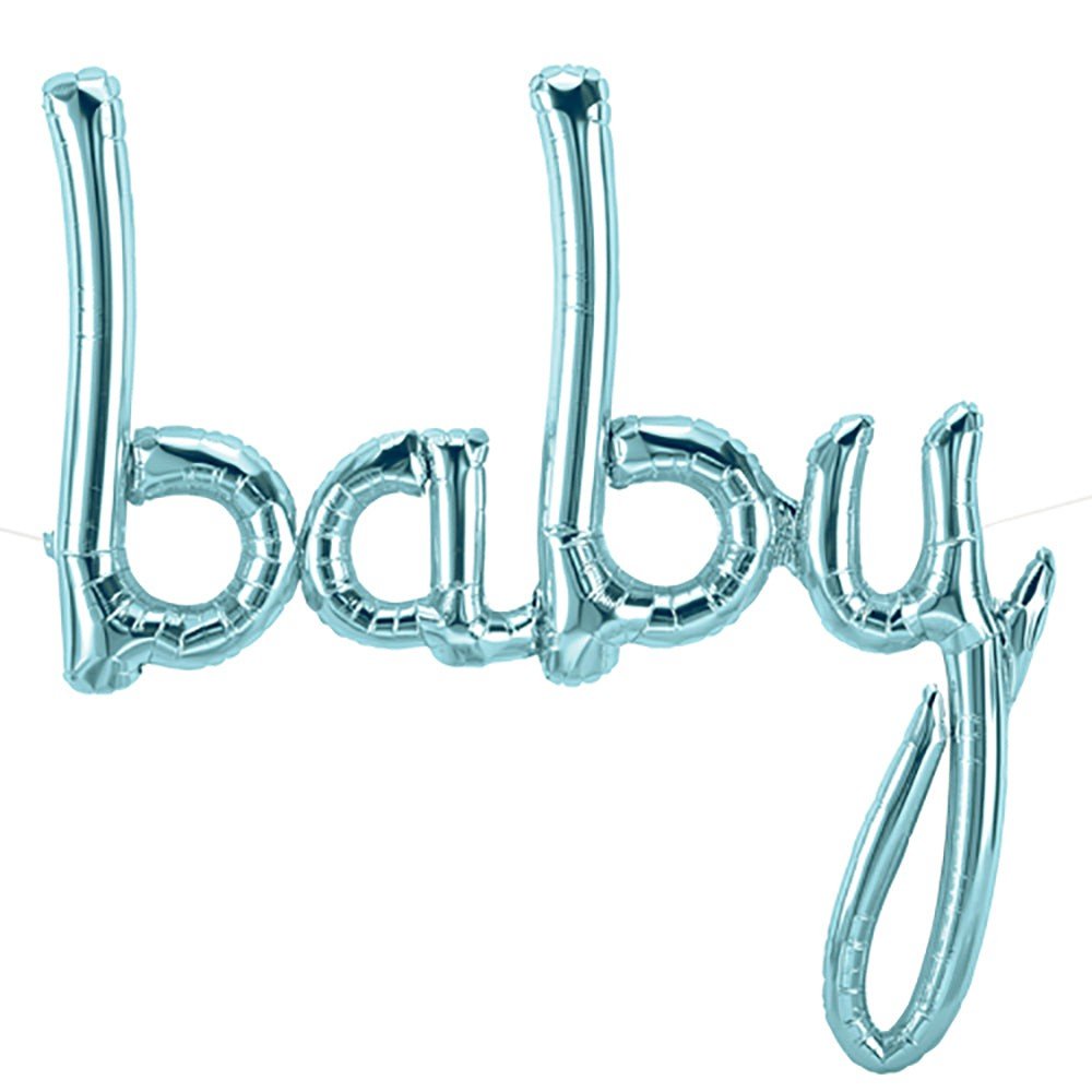 Baby Script Foil Balloon - Pastel Blue