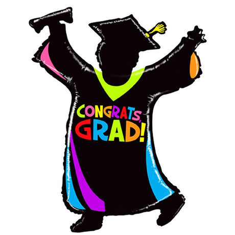 Graduation Foil Balloon 46 Inch Mighty Grad Silhouette