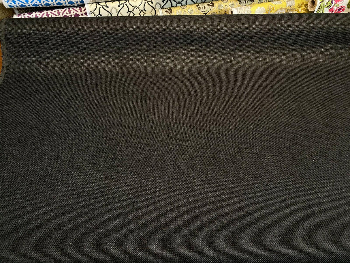Crypton Chenille London Coal Black Upholstery Fabric - Basket Weave, 54" Width (1 Yard)
