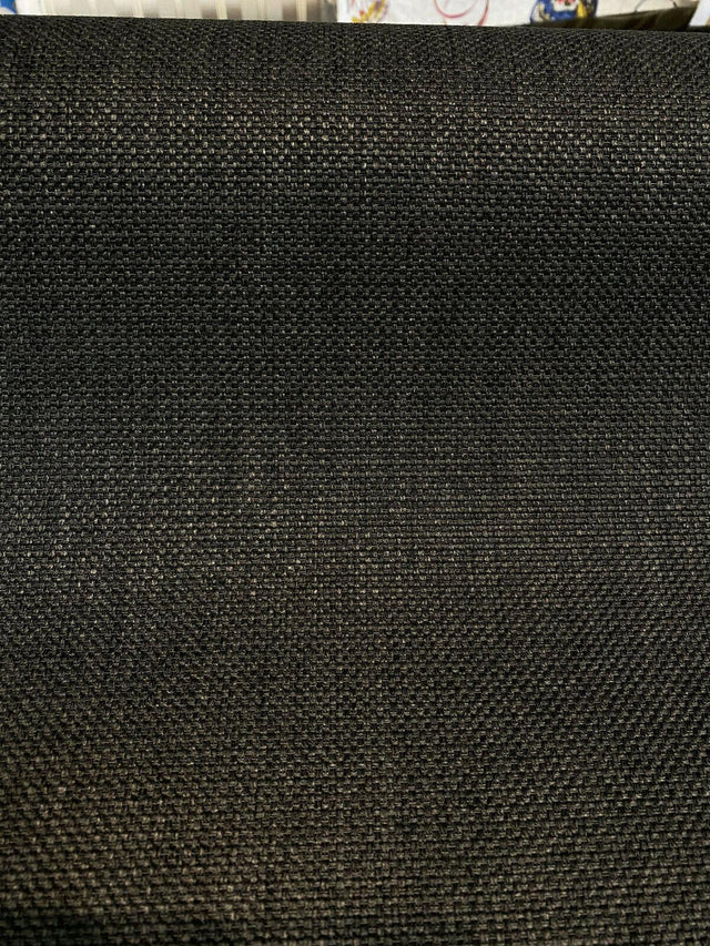Crypton Chenille London Coal Black Upholstery Fabric - Basket Weave, 54" Width (1 Yard)