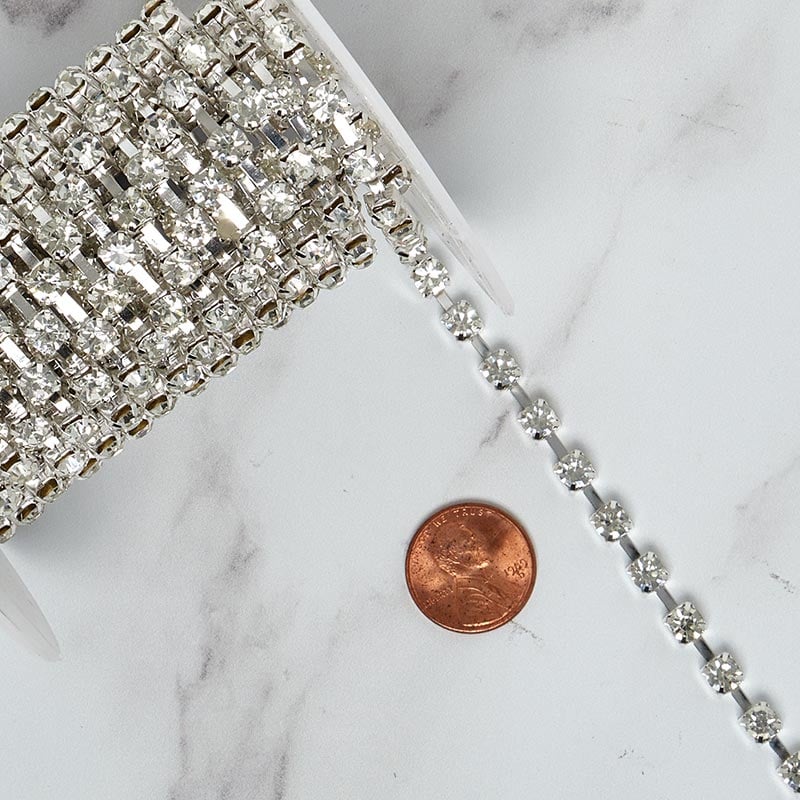 Rhinestone Chain - Silver Chain (5mm) x 5 Yards - 1 Roll