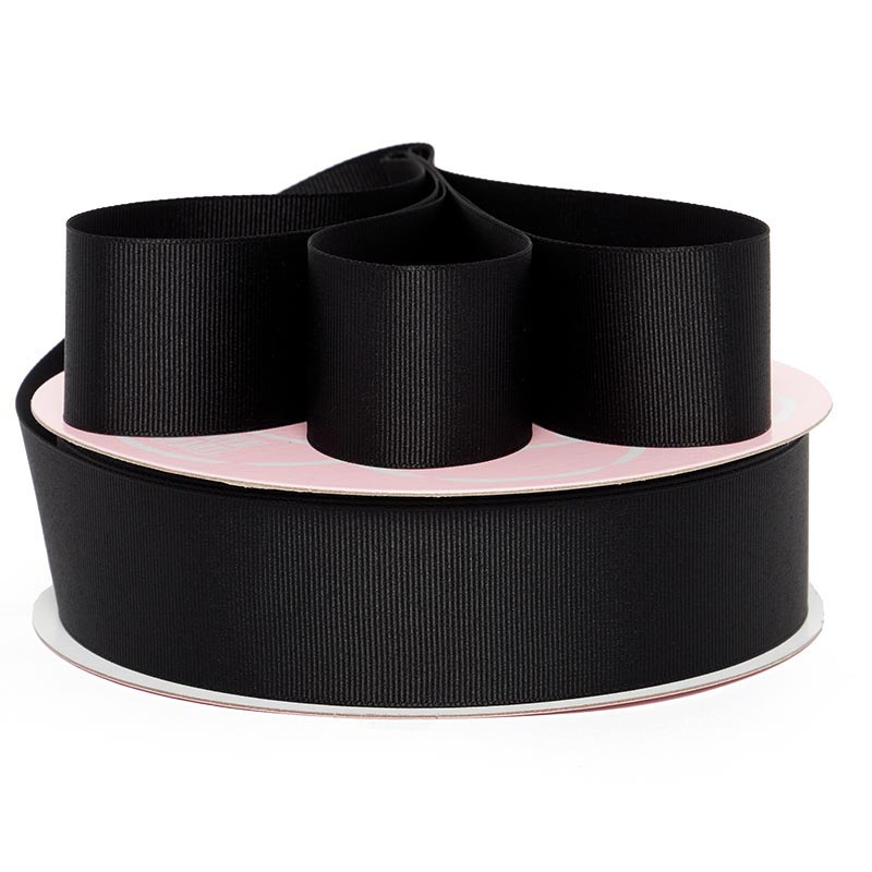 Solid Color Grosgrain Ribbon – Black, 1/4" x 100 Yards (1 Roll)