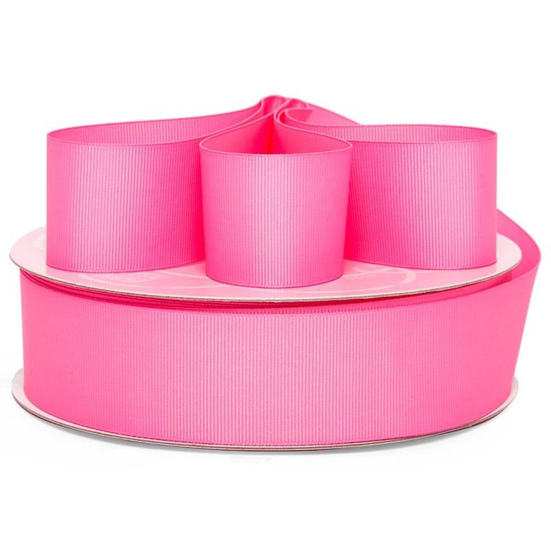 Solid Color Grosgrain Ribbon – Hot Pink, 3/8" x 100 Yards (1 Roll)