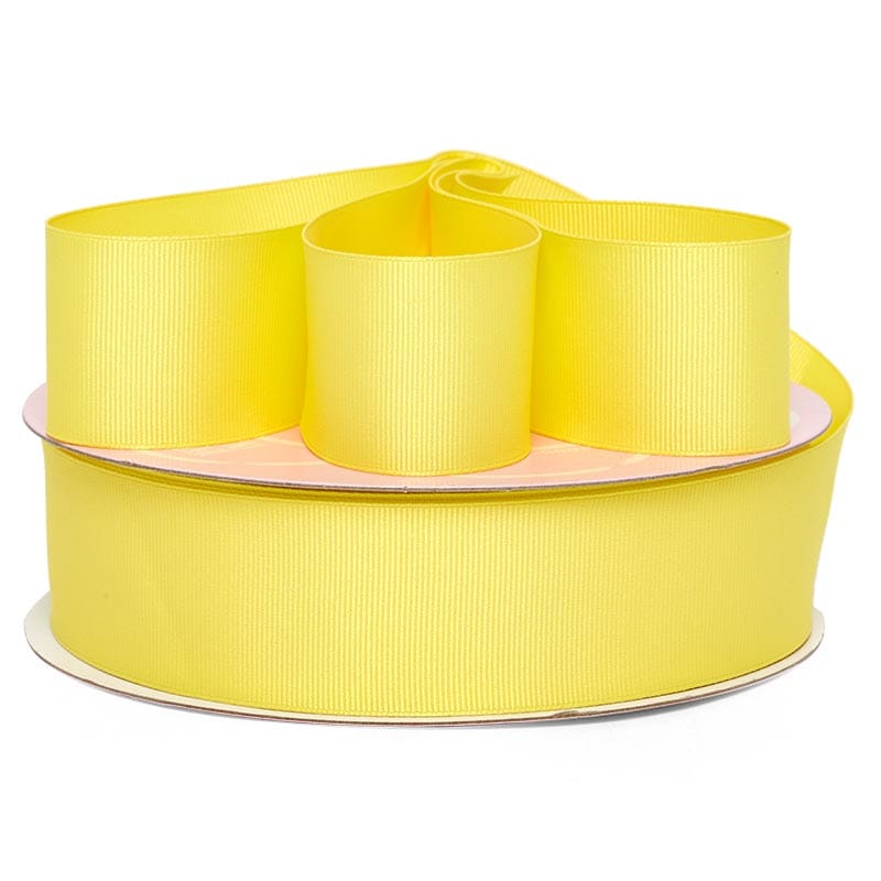 Solid Color Grosgrain Ribbon – Lemon, 28 1/2" x 77 Yards (28 Rolls)