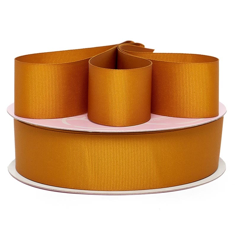 Solid Color Grosgrain Ribbon – Harvest Gold, 5/8" x 50 Yards (1 Roll)
