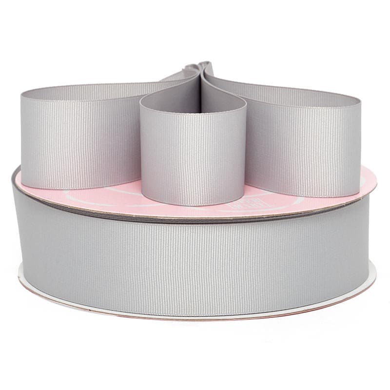Solid Color Grosgrain Ribbon – Silver, 63 1/2" x 112 Yards (63 Rolls)